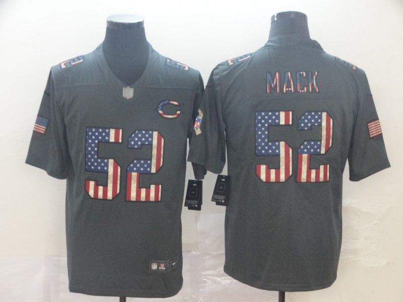 Men Chicago Bears #52 Mack Carbon Black Retro USA flag Nike NFL Jerseys